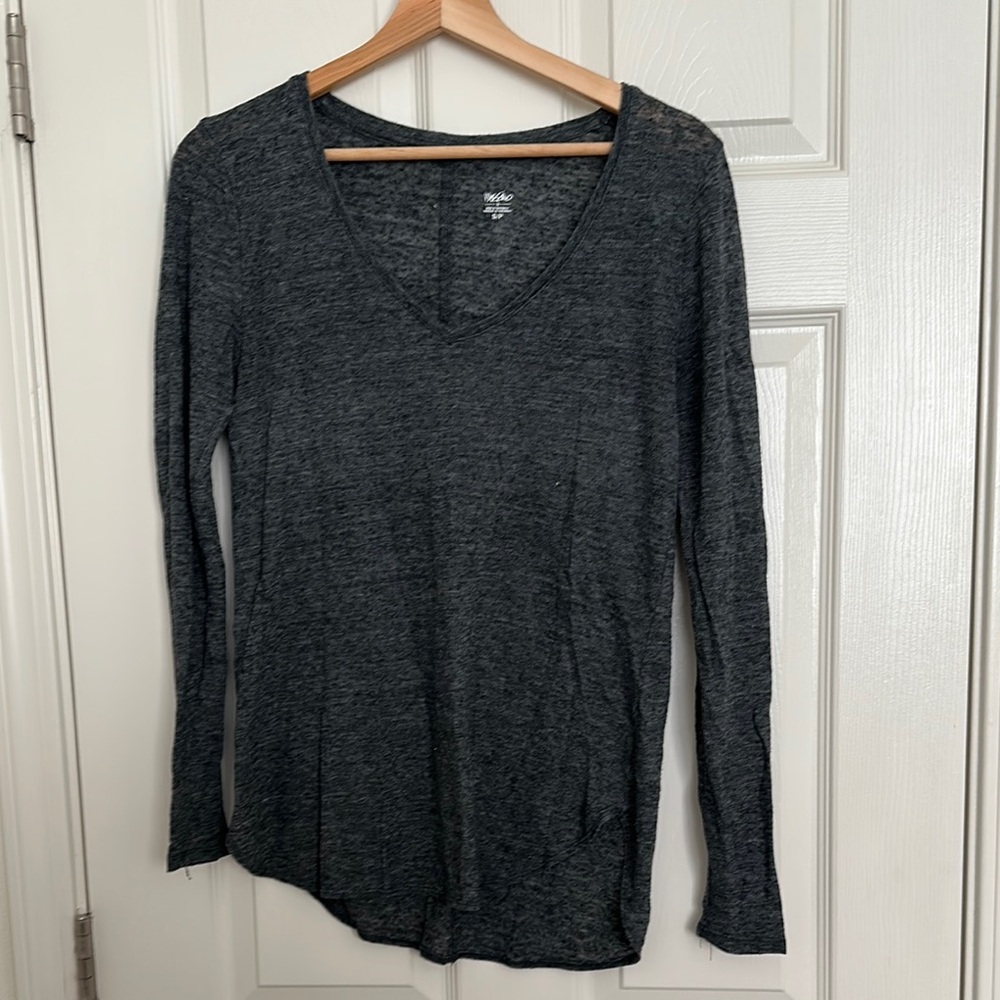 Gray Long Sleeve Top